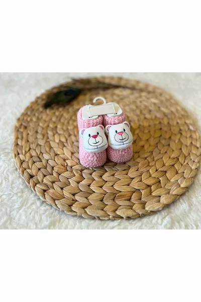 2er-Pack Teddybär Rosa EKRU Baby Mädchen Jungen Strickstiefeletten