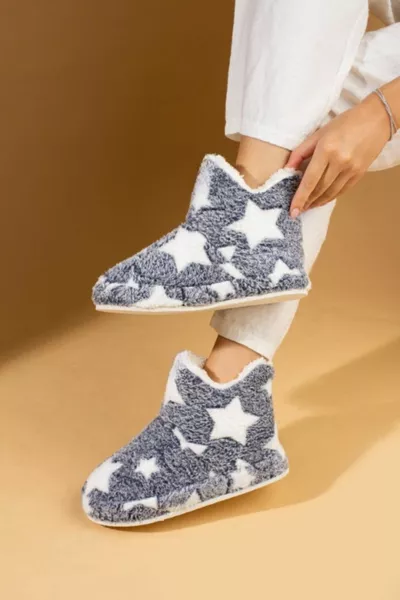 المرأة الأزرق الداكن نجمة منقوشة أفخم منزل الأحذية باندوف