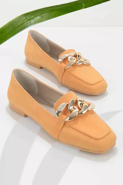 Orange Nubuk Damen Loafer Schuhe 