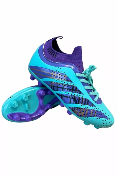 أحذية كرة القدم العشب الميدان أحذية كرة القدم مع الجوارب  الفيروز الأرجواني