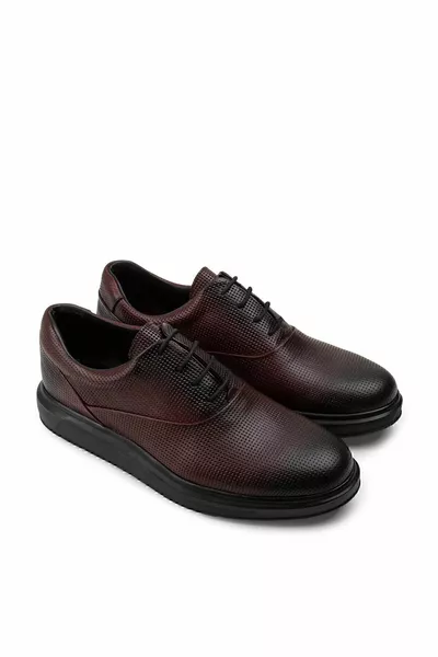 جلد طبيعي بورجوندي عارضة الراحة أحذية رجالية