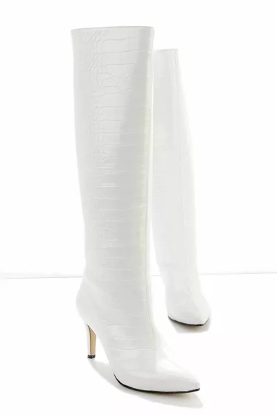 Witte Croco Dames Laarzen 