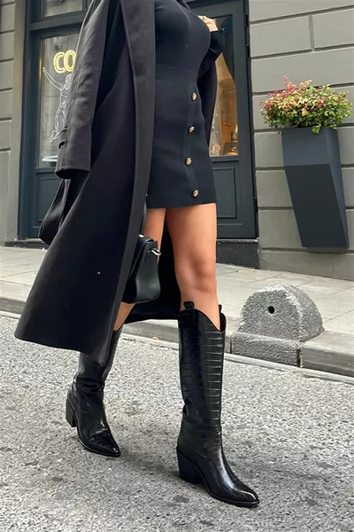 فيستا بلاك كروكو أحذية نسائية غربية