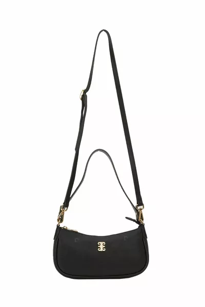 حقيبة كتف نسائية سوداء مطبوعة 