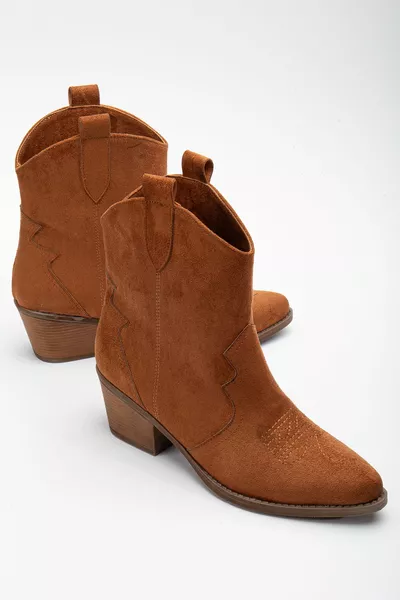 تان القرفة الخردل ماتي من جلد الغزال الأحذية الغربية الأحذية