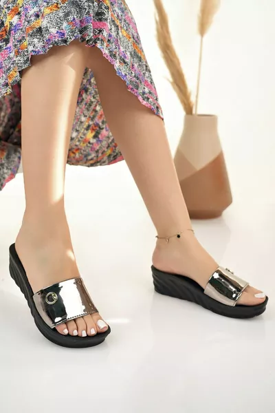 Pantofole da donna Argento Ortopedico Anatomico Abiti da sera Elegante estate Mare Spiaggia Dote Ospite Pantofole