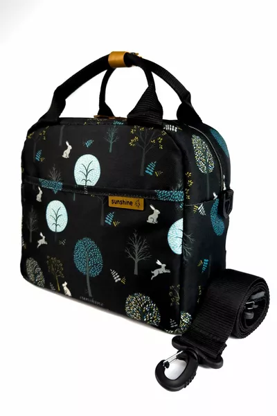 Термоизолирана чанта за пренасяне на храна с черен дървен модел Допълнителна хранителна чанта за рамо