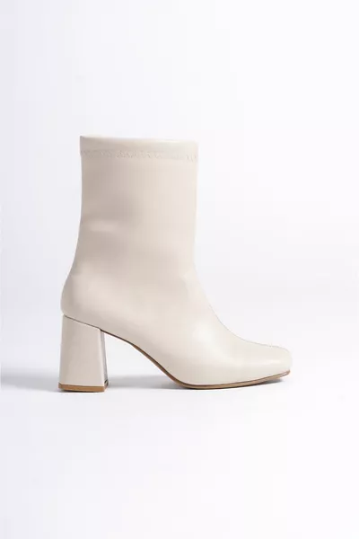 نسائي بيج حادة اصبع القدم أحذية بكعب