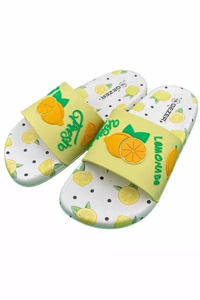 المرأة نمط الليمون النقش فائقة النعومة حمام البحر الصيف حمام البحر والنعال في الهواء الطلق - خطوة بخطوة