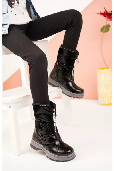 الفتيات أحذية الثلج السوداء للماء عدم الانزلاق وحيد خفيف الوزن