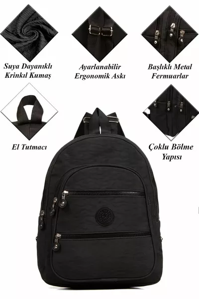 Складчатая водонепроницаемая ткань унисекс черный школьный рюкзак для начальной школы - Ортакуль - Старшая школа