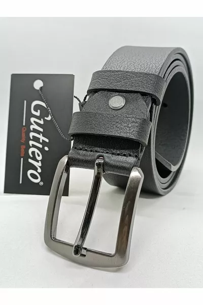 Cintura da uomo nera da 4 cm in vera pelle %