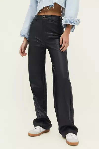 Pantalon large en similicuir