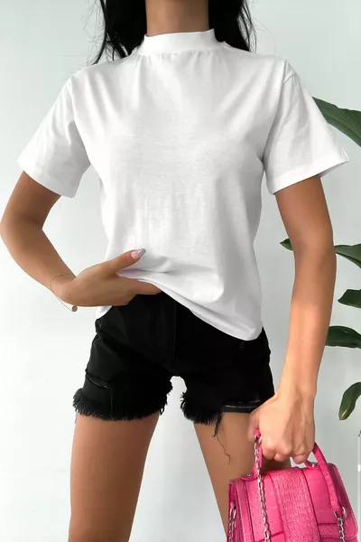 Women's Stand-Up Collar 2 Pack Basic Knitted T-shirt