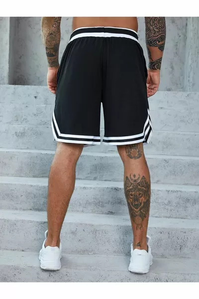 الرجال الأسود متفوقة المطبوعة الخصر الساق شريط السراويل