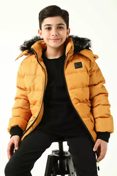 الرجال الأصفر انفصال هوديي للماء ويندبروف الاطفال معطف ومعطف مع الفراء داخل