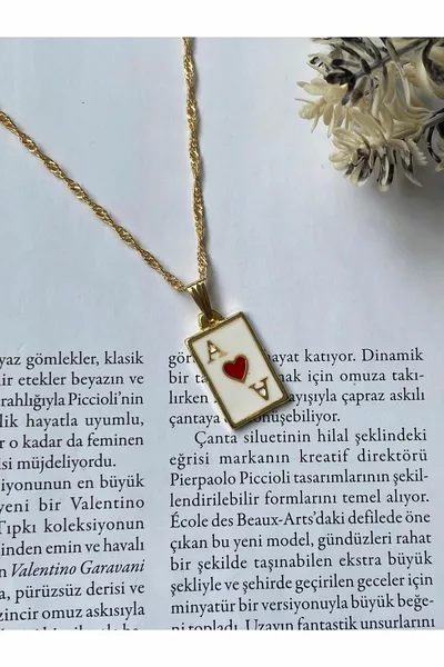 Women's Gold Plated Mug Ace Necklace Tarot Card Necklace