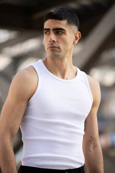 Homme Halter Collar Sports Lycra Débardeur Noir et blanc Lot de 2