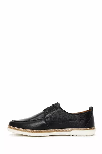 Hommes Noir Cuir Casual Chaussures 