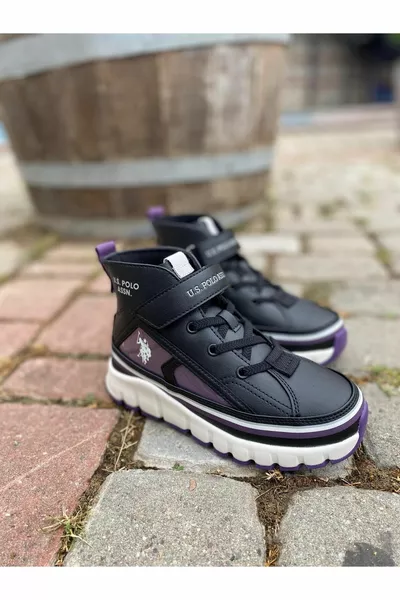 U.S. POLO GIRLS MIDDLE-SOLED HIGH-SOLE SNEAKERS  KELTES HI BLACK-PURPLE