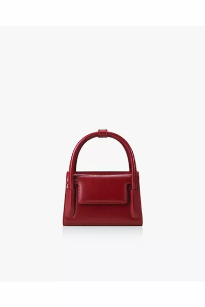 حقيبة كتف حمراء مارتي حمراء للسيدات مع حزام طويل مبطن