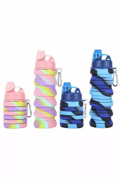  مل مانعة للتسرب قابلة للطي المحمولة سيليكون زجاجة مياه المحمولة شارب Bpa الحرة