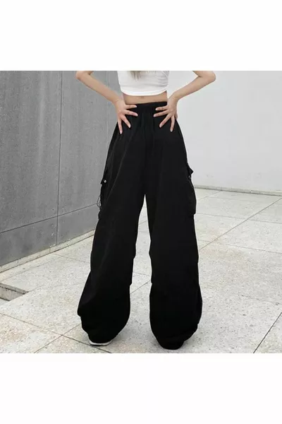 Pantaloni in tessuto da paracadute tattico nero