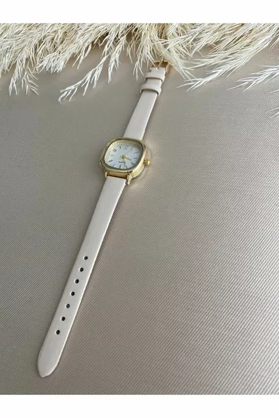 Montre-bracelet femme rétro minimal vintage en cuir