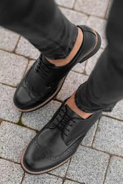 Мъжка черна ежедневна ортопедична подметка Удобни гарантирани класически обувки