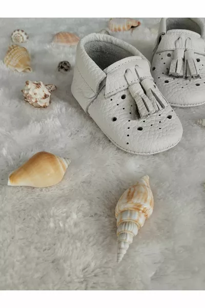 Geschenk Echtes Leder Weiß Baby Kinder Stiefeletten Loafer (GRÖSSE IN BESCHREIBUNG)