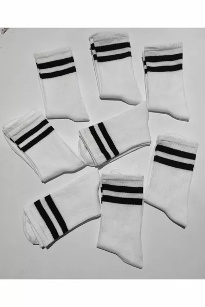 Gestreifte College Socken 8 Paar Weiß Unisex