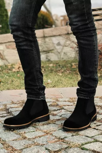 Next Chelsea Laceless Heren Laarzen Zwart Suède