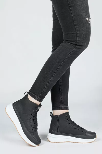  Fermuarlı Siyah Kadın Bot