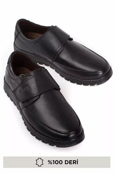 Echt leer, warm, klittenband, comfortabele pasvorm, herenschoenen met bandjes