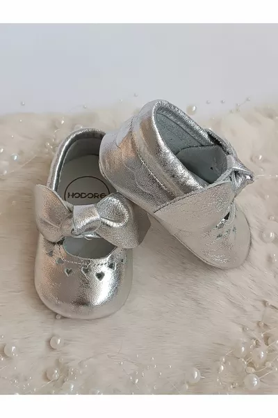 Alice Silver Baby Loafer aus echtem Leder