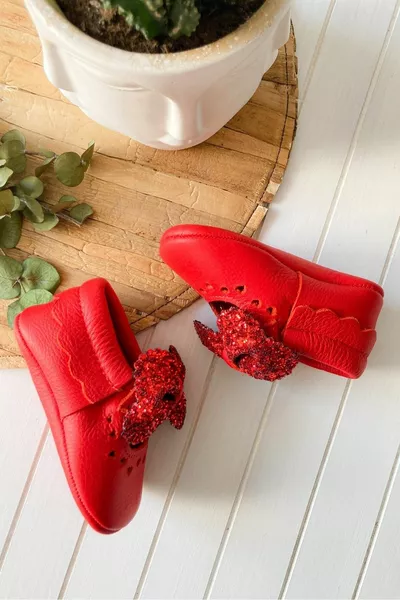 - Shine Series Rouge % Cuir Chaussures First Step pour bébé