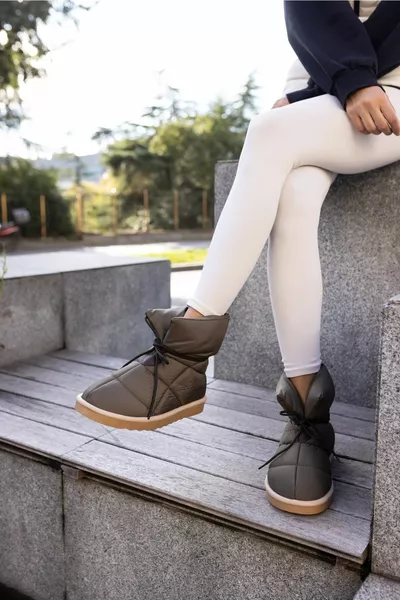 Milena Women's Khaki Green Parachute Fabric Boots