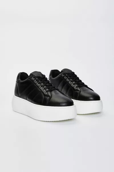 Antares Kadın Siyah Hakiki Deri Sneakers & Spor Ayakkabı