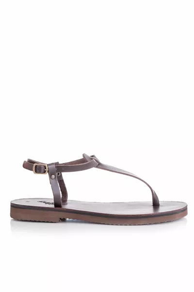 Sandali da donna in vera pelle caffè fatti a mano - 