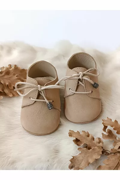 Alpha Milk Coffee Baby Loafer aus echtem Leder