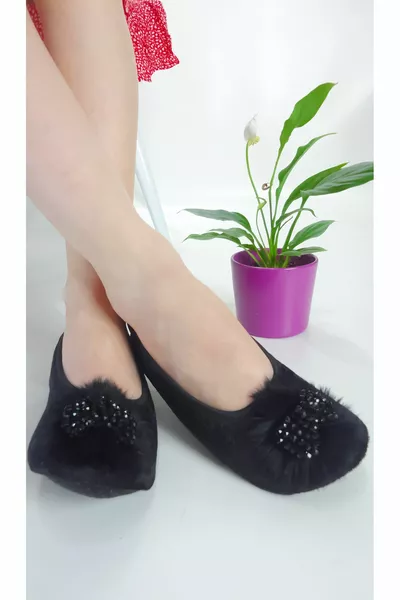 Fancy Velvet House, Hajj, Umrah Babeti, Gift, Daily Ballet Flats, Feathered Ballet Flats, Panduf, Booties, Show Kitty Kitty