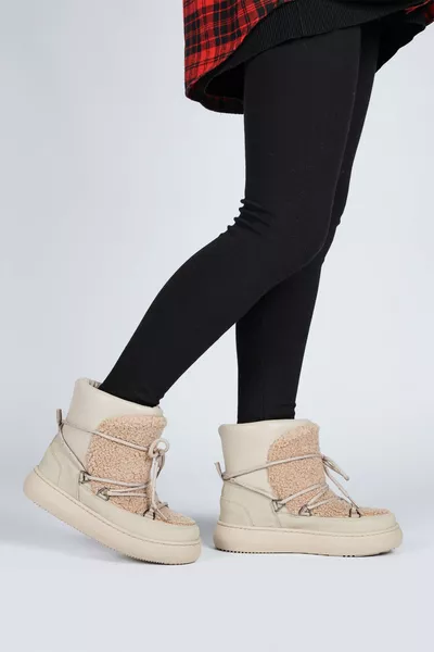  Водоустойчиви неплъзгащи се подметки Бежови ботуши за момичета