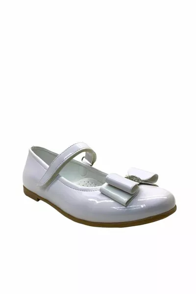  Orthopädische Mädchen Ballerinas aus weißem Lackleder