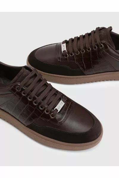 Мъжки кафяви маратонки Lionel Genuine Croco Leather