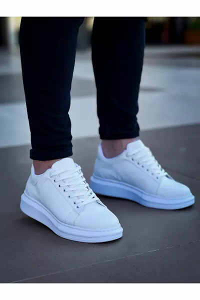  Kuback Бели мъжки ежедневни обувки с връзки