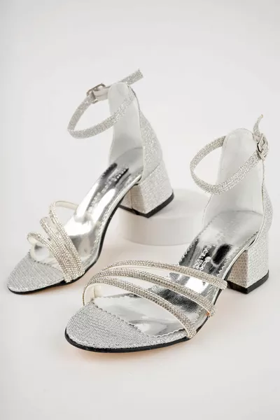 Silver Girls' Shoes with Stones