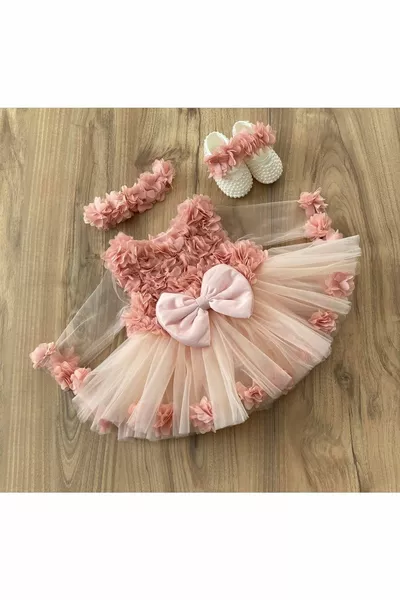 Robe tutu florale en mousseline de soie poudrée
