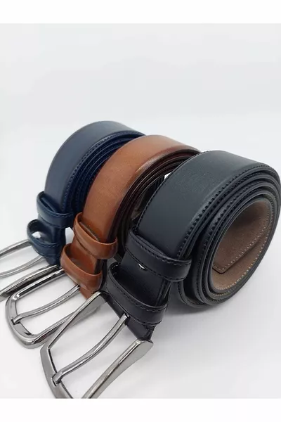 3 قطع حزام بانتالون كلاسيكي للرجال أسود - بني-أزرق