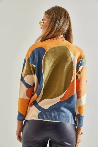 Gebreide trui met stukjes voor dames