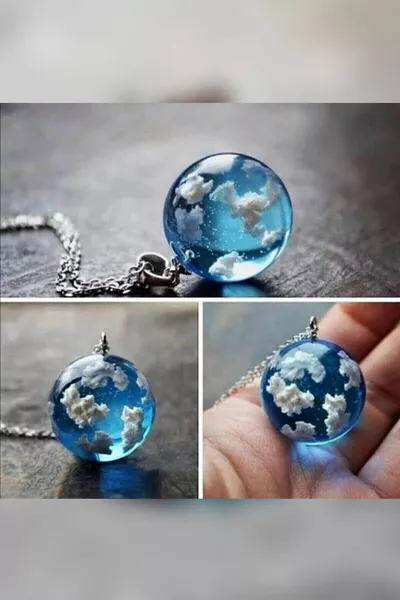 Glow-in-the-Dark Resin Cloud Necklace